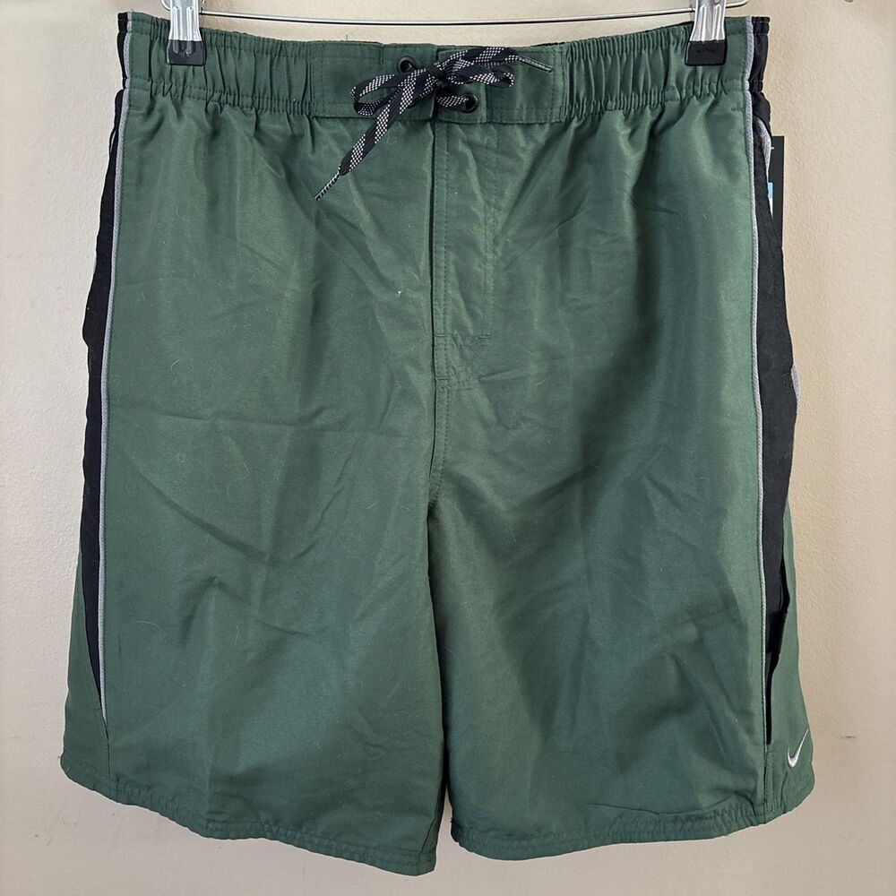 Nike Men’s Green Swim Trunks Shorts Size Medium Mesh Liner Athletic Swimwear